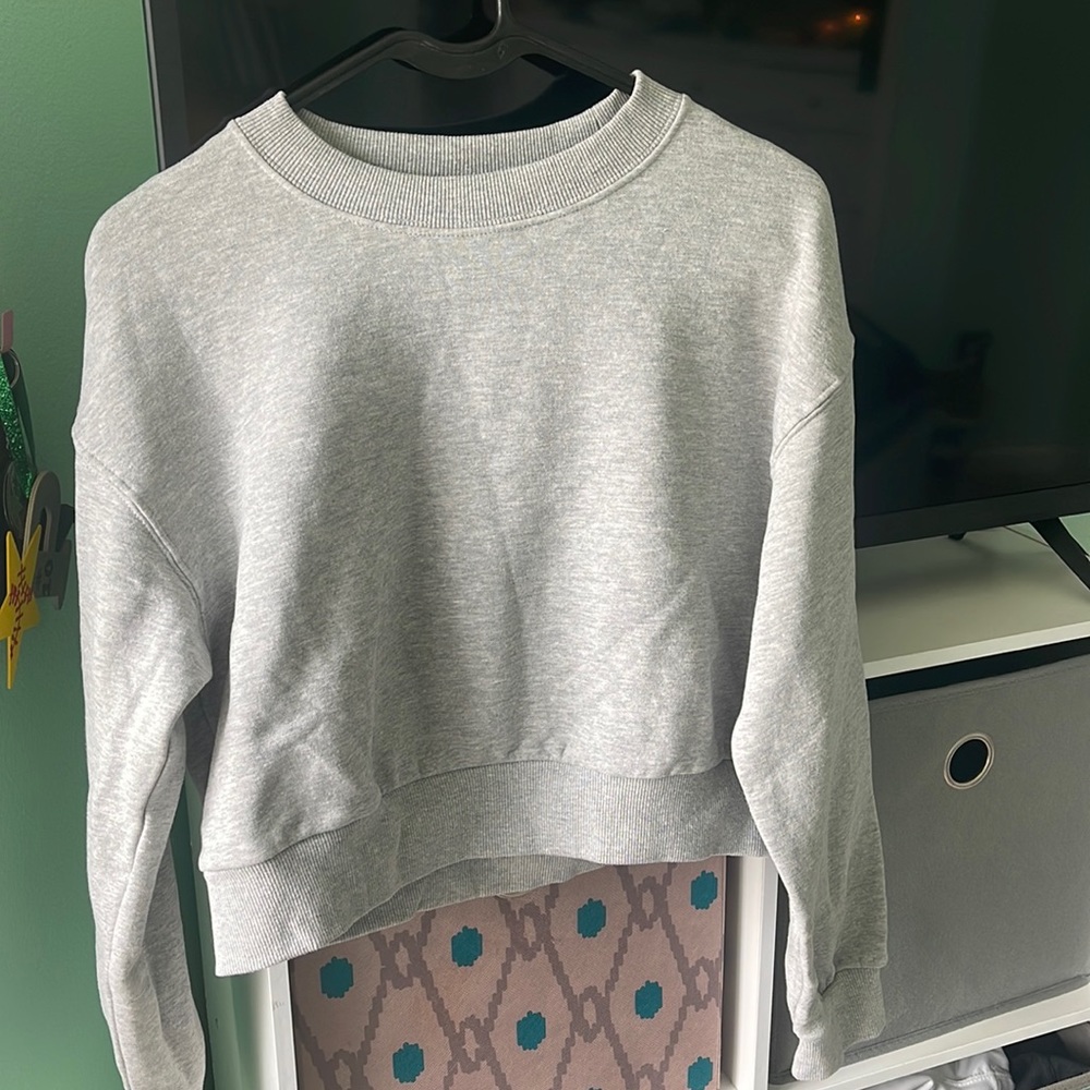 gray cropped crewneck
